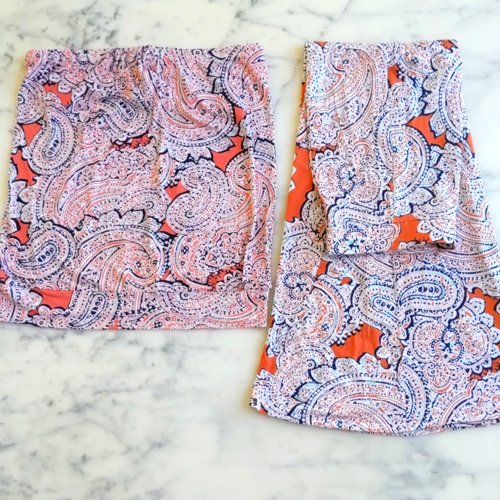 NWT. The Limited Rayon Spandex Orange Paisley Patterned Tube and Maxi Skirt Set.